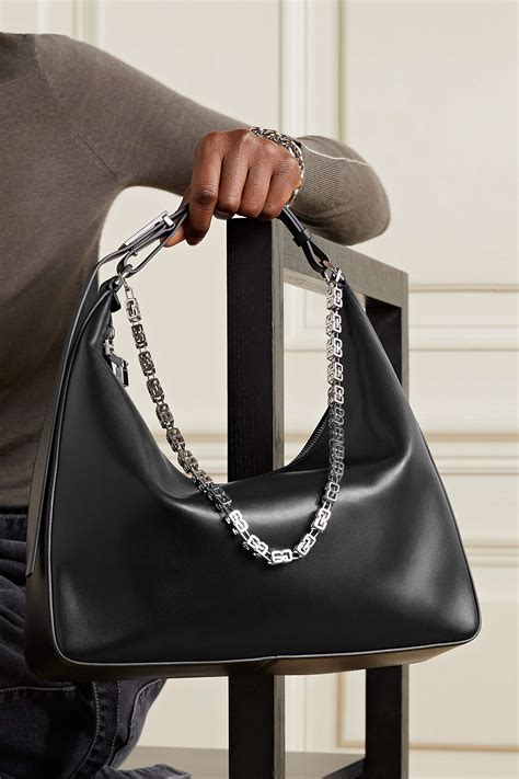 givenchy black chainb|Givenchy black leather bag.